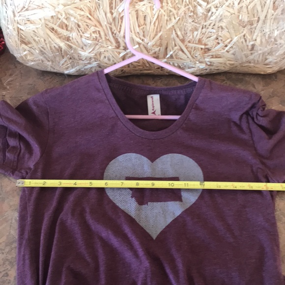 Aspinwall women’s short sleeve shirt with my ❤️ is in MT logo USA made - Picture 15 of 16